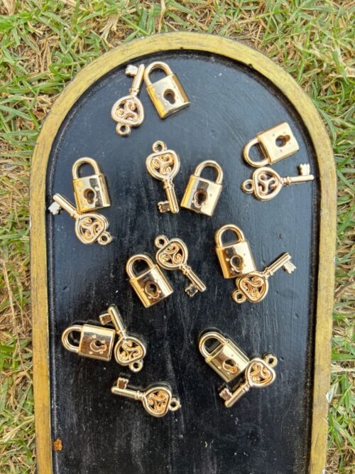 Vintage Lock & Key Charm pair