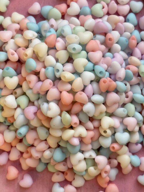 Pastel Matte Heart Beads