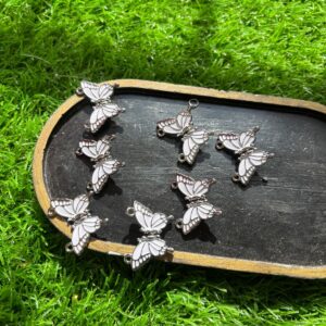 Magnet Butterfly White On Silver