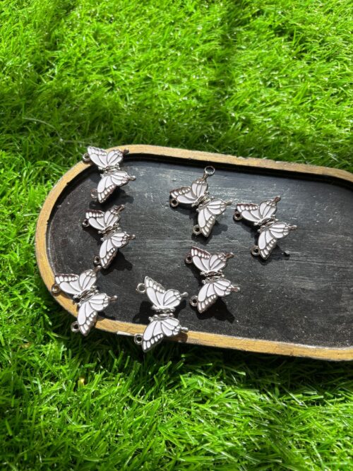 Magnet Butterfly White On Silver