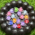 Cocoa Beads with Colorful Transparent Hearts (35g Mix)