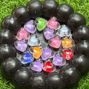 Cocoa Beads with Colorful Transparent Hearts (35g Mix)