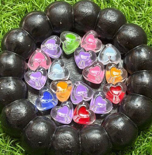 Cocoa Beads with Colorful Transparent Hearts (35g Mix)