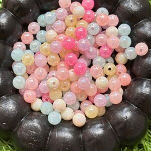 Cocoa Wood Beads with Iridescent Pastel Rounds (35g Mix)