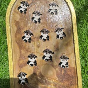 1 Piece Charming Panda with Straw Hat Enamel Charm