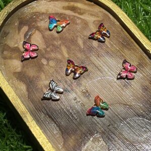 Vibrant Multicolored Enamel Butterfly Charm with Gold (Single)