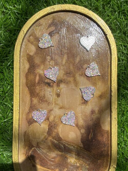 Dazzling Glitter Heart Charm with Silver Outline (Single)