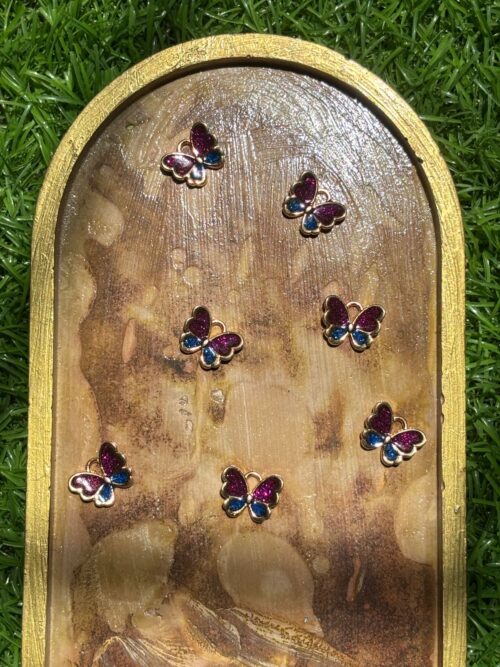 Vibrant Fuchsia & Blue Enamel Butterfly Charm with Gold (Single)