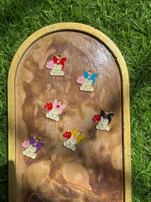 Sweet Cartoon Cat with Flower Enamel Charm (Single)