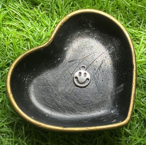 Happy Silver-Toned Smiley Face Charm with Red Cheeks (Single)