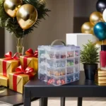 4-ply 24 grid/1set Clear storage box with lid and handle, snap closure design, jewelry storage, accessory storage, sewing supplies, jewelry making, accessory organizer