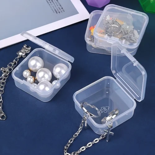 6pcs Mini Storage Box, Transparent Square Plastic Box Earring Jewelry Packaging Storage Small Square Box Jewelry Storage Box