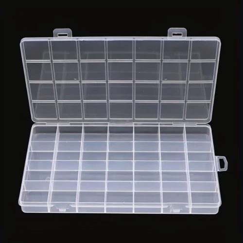 1pc Clear Plastic Jewelry Organizer Box, 28-Grid Rectangular Storage Case, Multipurpose Earring Bead Craft Display Container