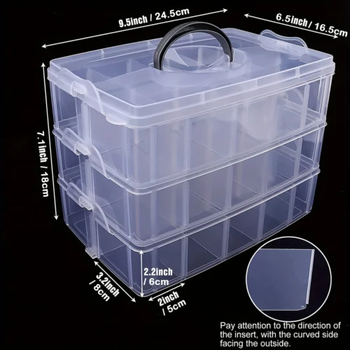 3-Layer Things & Crafts Storage Box with 30 Adjustable Compartments for Organizing