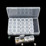 28 Grids Clear Rhinestone Boxes Plastic Organizer, 5D Nail Art Accessories Containers For Art Craft, Nail Rhinestone, Bead, Seed Storage