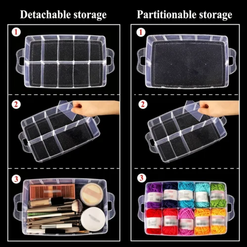 3-Layer Things & Crafts Storage Box with 30 Adjustable Compartments for Organizing