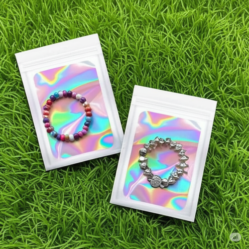 10/25/50pcs Ziplock Bags, Packaging Bags with Transparent Windows, Reusable Sealable Bags,for bracelet Packing white