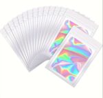 10/25/50pcs Ziplock Bags, Packaging Bags with Transparent Windows, Reusable Sealable Bags,for bracelet Packing white