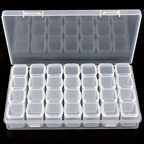 28 Grids Clear Rhinestone Boxes Plastic Organizer, 5D Nail Art Accessories Containers For Art Craft, Nail Rhinestone, Bead, Seed Storage