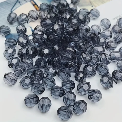500pcs / Half Kg  8mm Acrylic Beads, 32-Cut Transparent Corner Beads for DIY Crafts, Hairpins, Bracelets, Bags Accessories, Jewelry Making Supplies