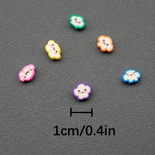 50pcs 10mm Cloud Smile Polymer Clay Beads with Smiling Faces & Numbers - Multicolor Clay Emoji  DIY Jewelry Making Supplies for Bracelets, Necklaces, Earrings - Crafting Charm