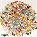 50/100pcs Charms for Jewelry Making, Assorted Wholesale Mixed Color Plated Bracelet Charms, Pendants Earring Charms for Bracelets Necklace Keychain DIY Crafting