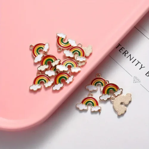 Rainbow Cloud Alloy Enamel Pendants Charms For Jewelry Making, DIY Handmade Bracelet, Necklace, And Earrings Accessories