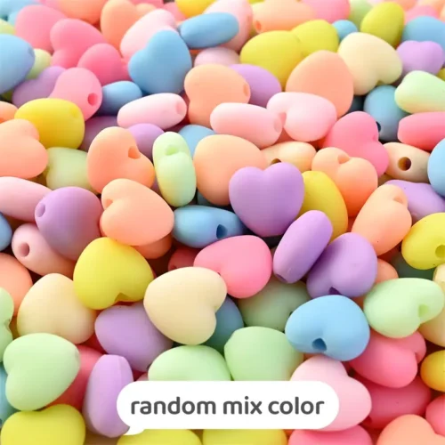 30pcs 10x11mm Colorful Matte Heart Shape Acrylic Spacer Beads For Diy Handmade Bracelet Necklace Earrings Jewelry Making Craft Supplies
