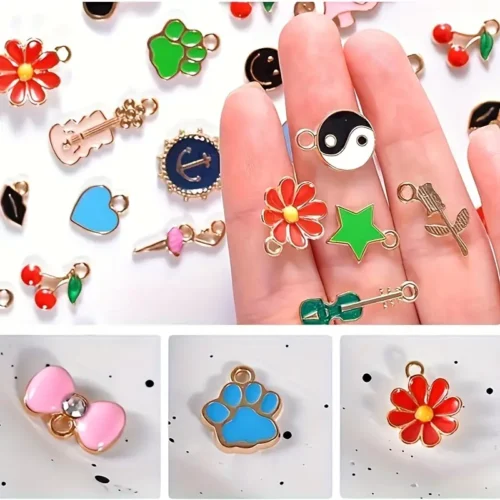 50/100pcs Charms for Jewelry Making, Assorted Wholesale Mixed Color Plated Bracelet Charms, Pendants Earring Charms for Bracelets Necklace Keychain DIY Crafting