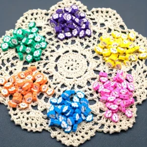 50pcs 10mm Cloud Smile Polymer Clay Beads with Smiling Faces & Numbers - Multicolor Clay Emoji  DIY Jewelry Making Supplies for Bracelets, Necklaces, Earrings - Crafting Charm