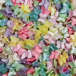 Cute Colorful Acrylic Butterfly Beads - Solid Pastel Macaron Colors for DIY Jewelry Making, Bracelets, Necklaces, Keychains & Phone Chains - Durable Craft Supplies, Craft Bead