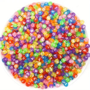 White On Multi Transparent Alphabet Beads