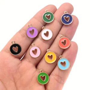 Heart-Shaped Alloy Charms, Colorful Pendants for DIY Jewelry Making, with Valentine'S Day Decorations for Bracelets, Necklaces, Earrings, Keychains