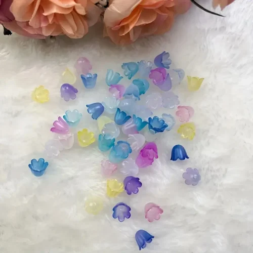 100 Pcs Bellflower Charm Beads - Handmade Jewelry Making Supplies - Plastic Material