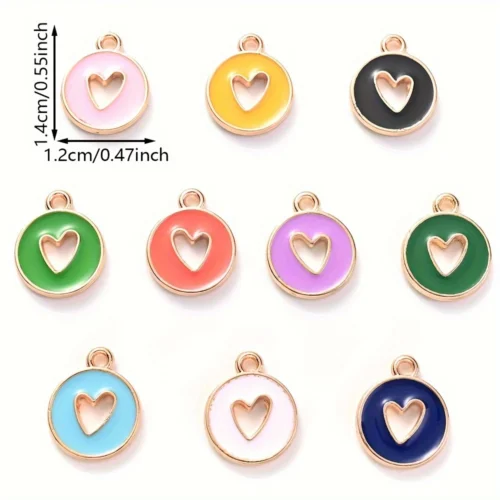 Heart-Shaped Alloy Charms, Colorful Pendants for DIY Jewelry Making, with Valentine'S Day Decorations for Bracelets, Necklaces, Earrings, Keychains