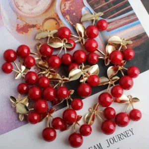 Fashionable Charm Cherry Inlaid Artificial Crystal Zinc Alloy Pendant DIY Jewelry Making