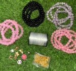 Beginners Deal | 2 starnd of glass beads | 2 strands of crack beads | elastic | 8 random charms | magnet heart