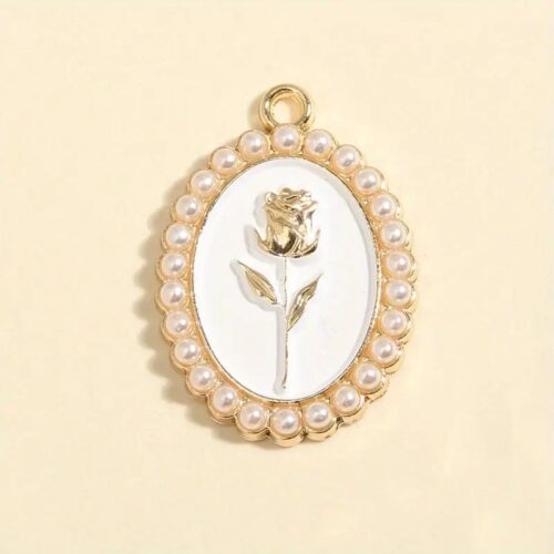Pearl Rose Cameo Charm