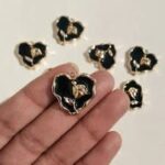 Midnight Bloom Heart Charm