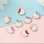 Sweet Kitty Face Wearing Bow  Charm