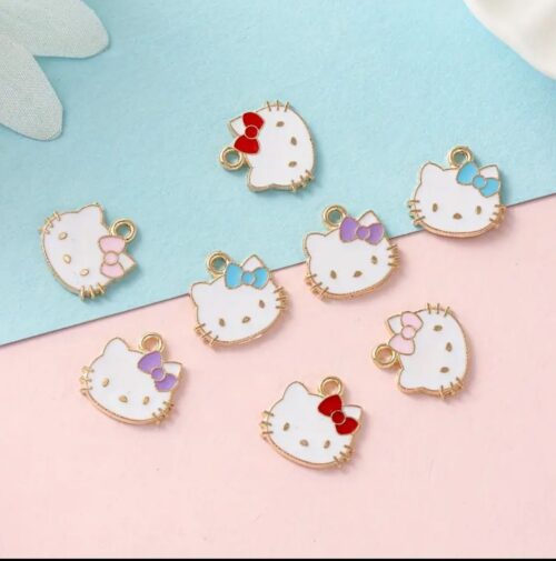 Sweet Kitty Face Wearing Bow  Charm