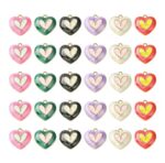 Double Heart tilted  Enamel Charm