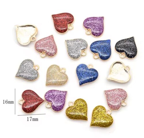 Resin Glitter Heart Pendant charm