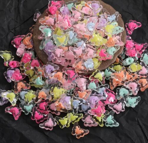 Vibrant Mixed Color Transparent Acrylic Butterfly Beads with Glossy Finish | Butterfly Beads|charms