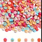 100pcs golden traced initial on   multi colored matte beads