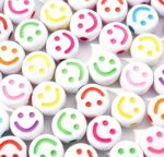 35pcs multi smile on white beads for jewellery making