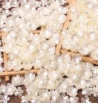 30 pcs tilted white pearl mini sakura flower beads