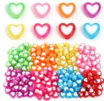 30pcs multi colored heart bead white centered for crafting