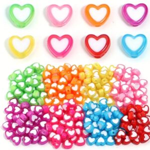 30pcs multi colored heart bead white centered for crafting