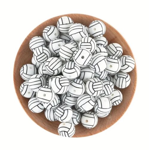 30pcs Baseball Beads White And Black For Crafting
